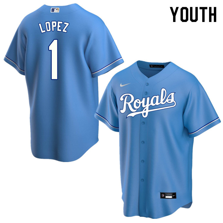 Nike Youth #1 Nicky Lopez Kansas City Royals Baseball Jerseys Sale-Light Blue